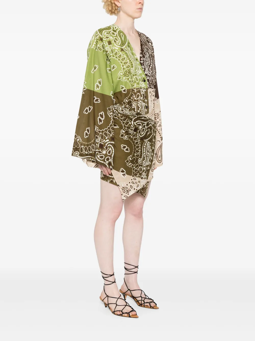 The Attico Katoenen mini-jurk met paisley-print Bruin