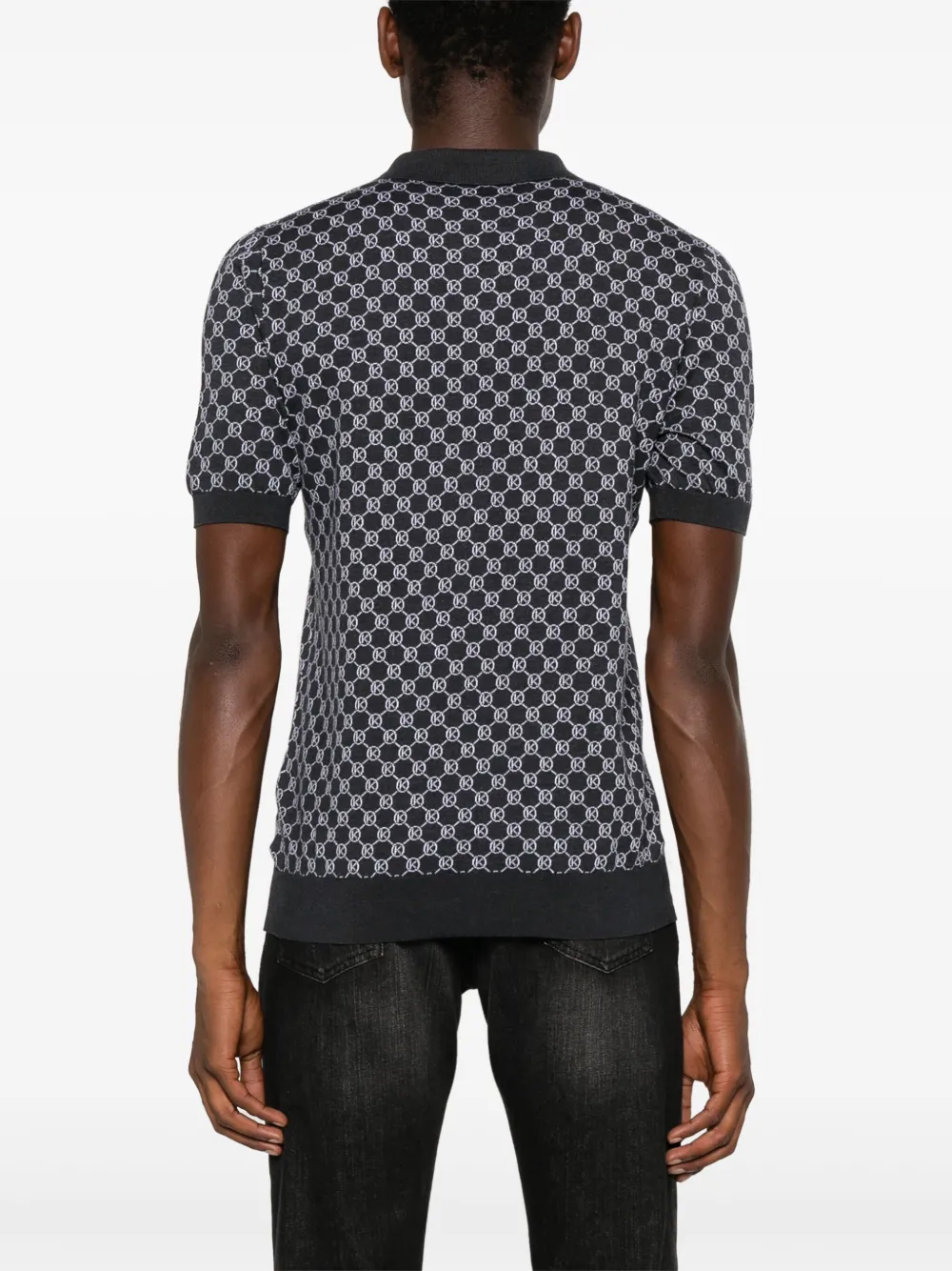 KITON MONOGRAM-JACQUARD POLO SHIRT