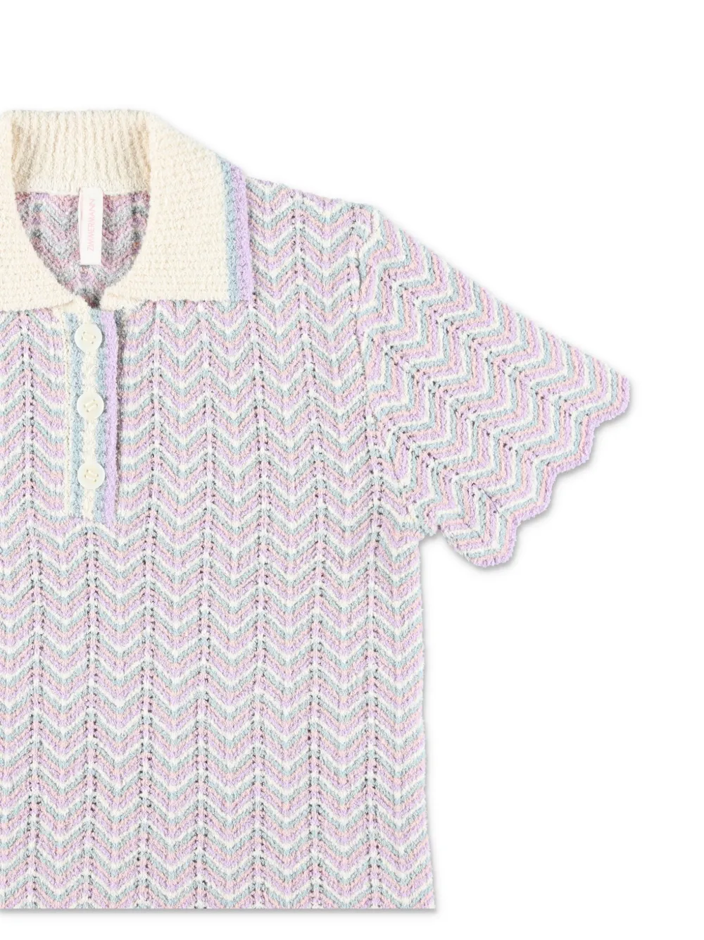 Shop Zimmermann Halliday Knitted Polo Shirt In Neutrals