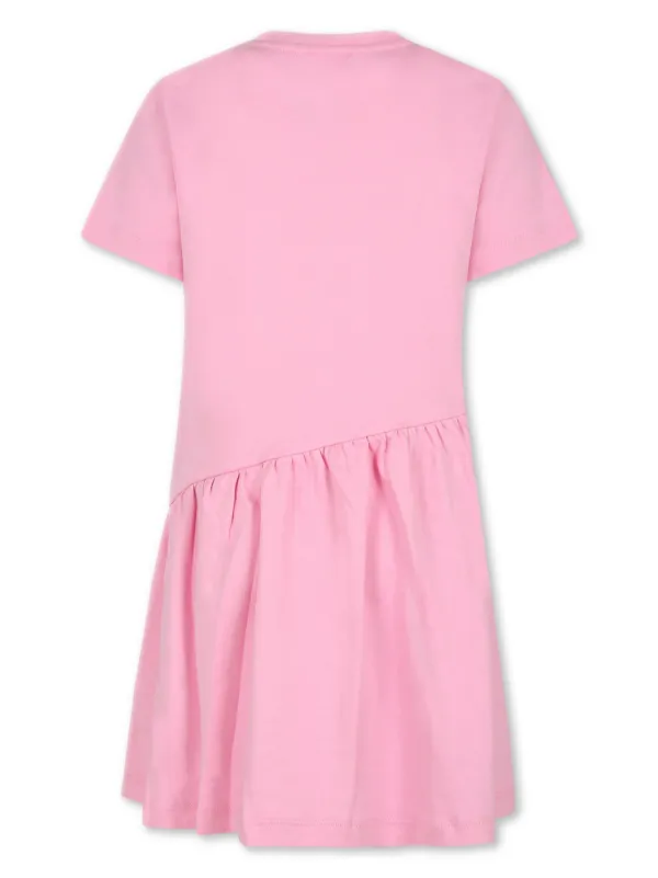 パーティードレス GIVENCHY BW218D4 ZB1 675 Dresses Pink Logo embellished gathered cotton dress in pink - Givenchy
