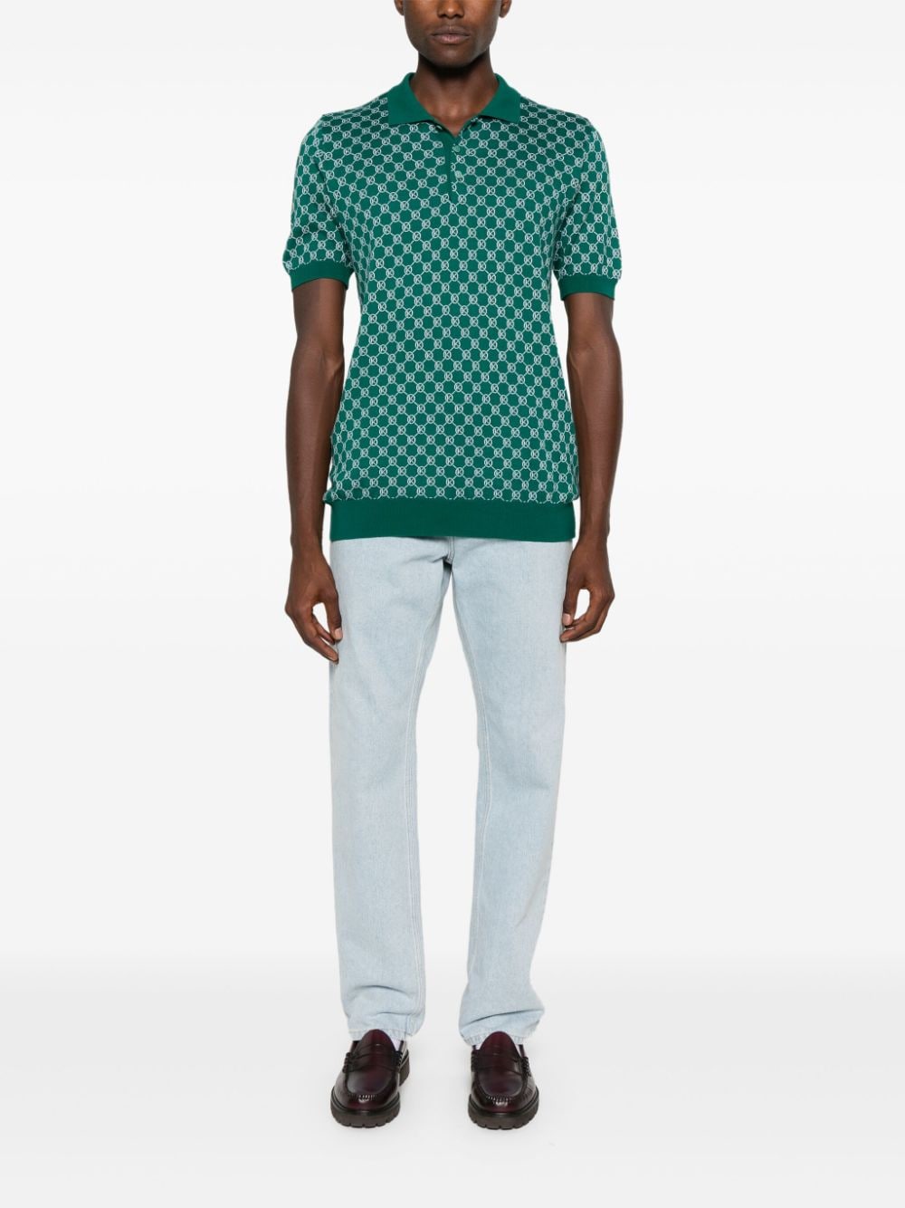 Kiton Gebreid poloshirt met monogram-print - Groen