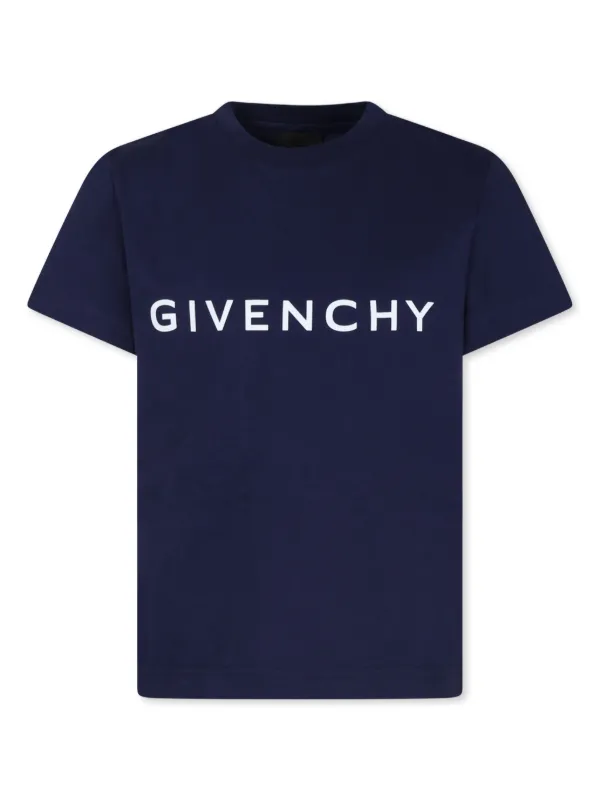 Givenchy Kids logo print organic cotton T shirtBlue