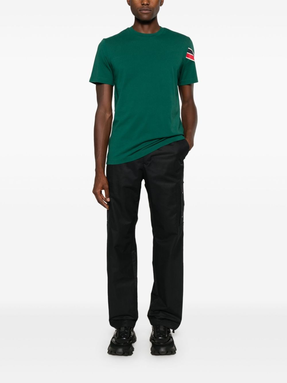 Moncler Katoenen T-shirt met ronde hals - Groen