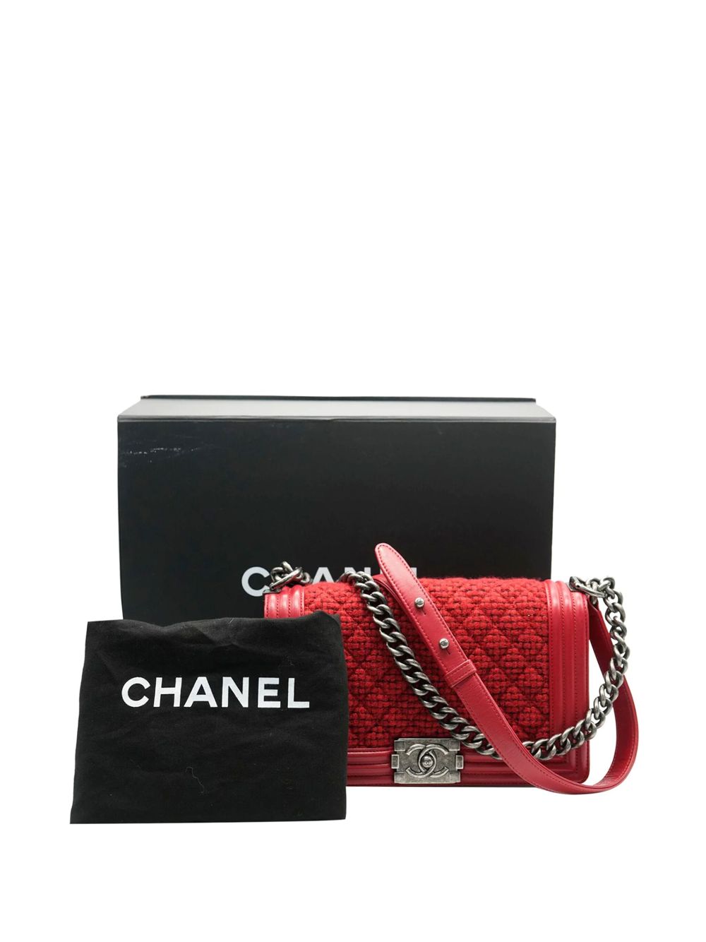 Cheap HOT SALE CHANEL 2015-2016 medium Boy Chanel tweed shoulder bag Women