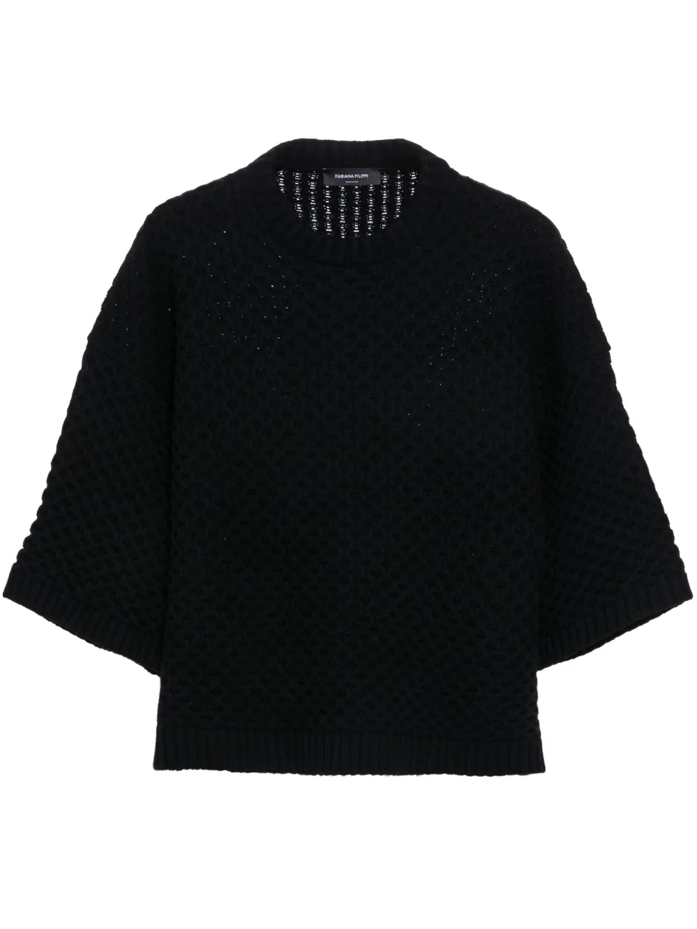 Fabiana Filippi グリッドステッチ Tシャツ - ブラック Fabiana Filippi グリッドステッチ Tシャツ - ブラック