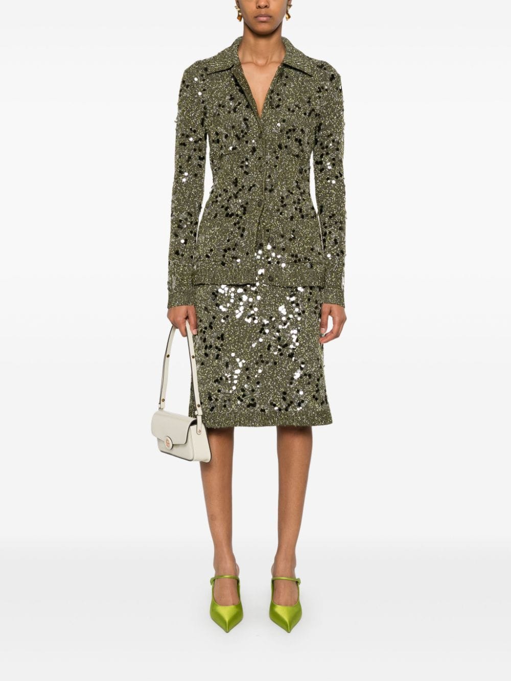 Shop Gucci Sequin-embellished Cardigan In Green