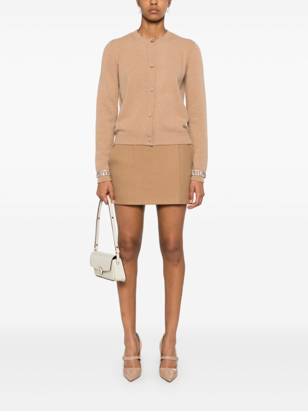 Shop Gucci Crystal-embellished Cardigan In Neutrals