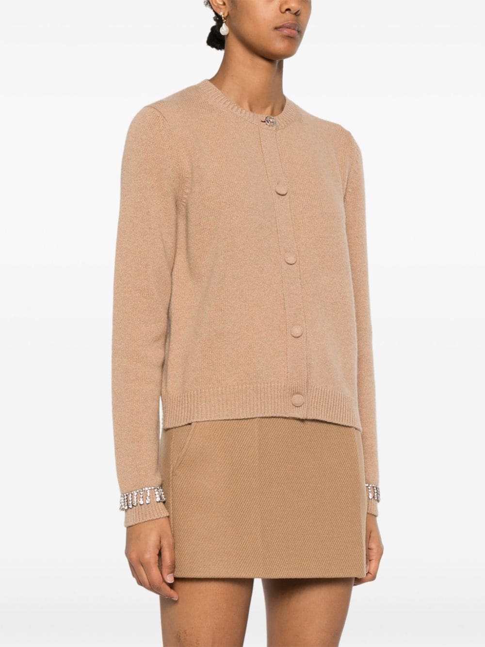 Shop Gucci Crystal-embellished Cardigan In Neutrals