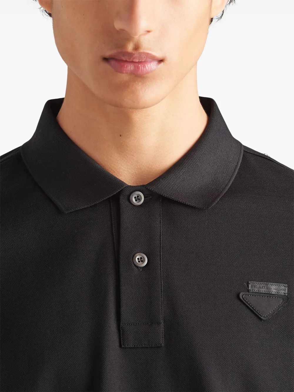Prada Piqué short-sleeve Polo Shirt | Black | FARFETCH