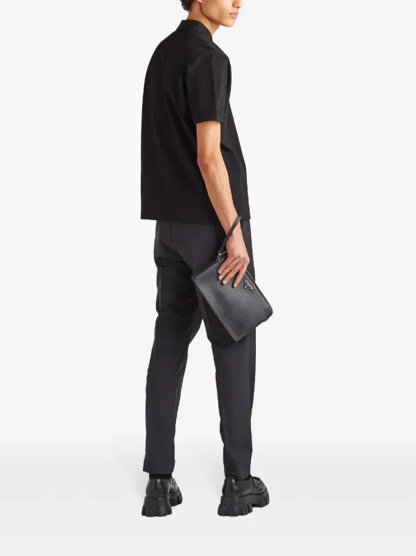 Prada Piqué short-sleeve Polo Shirt | Black | FARFETCH PL