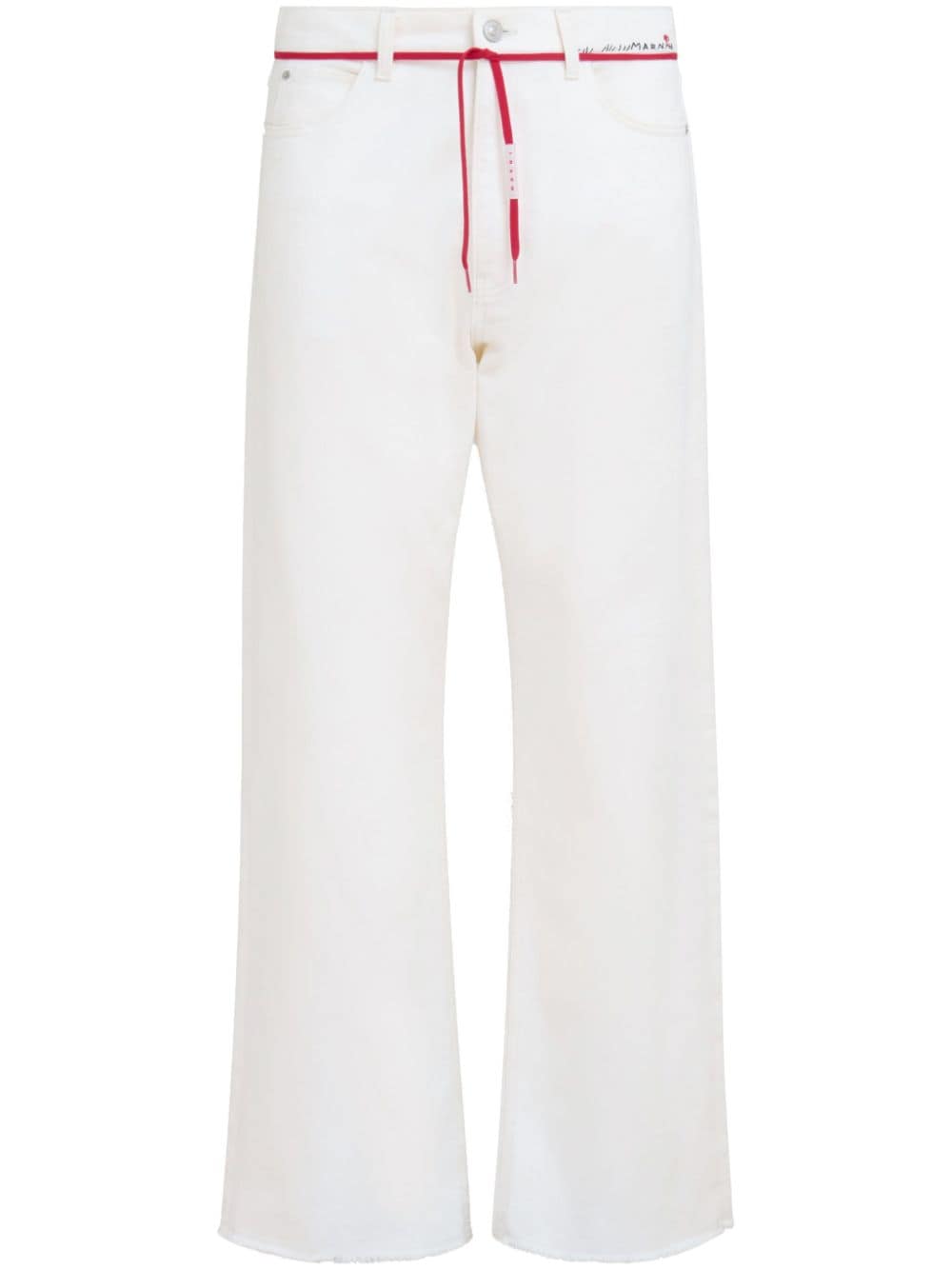 Shop Marni Logo-mending Jeans In White