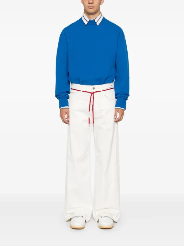 MARNI ロゴ ハイライズ テーパードジーンズ 関税送料込 MARNI マルニ レッドリボンベルト付き ローライズジーンズ