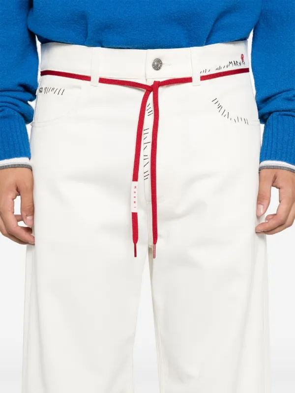 Marni logo-mending Jeans | White | FARFETCH