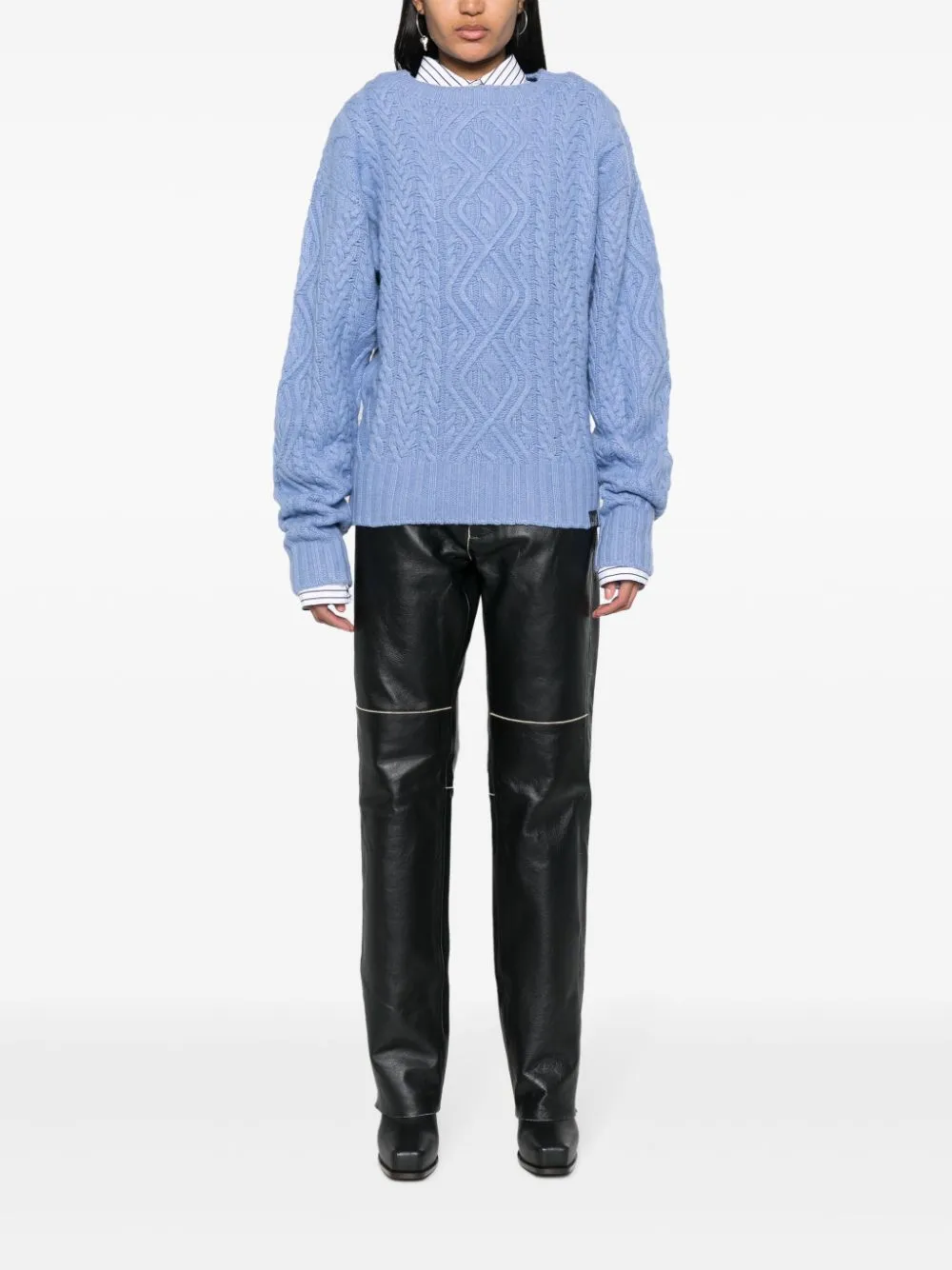 MARTINE ROSE STRAIGHT-LEG LEATHER TROUSERS 