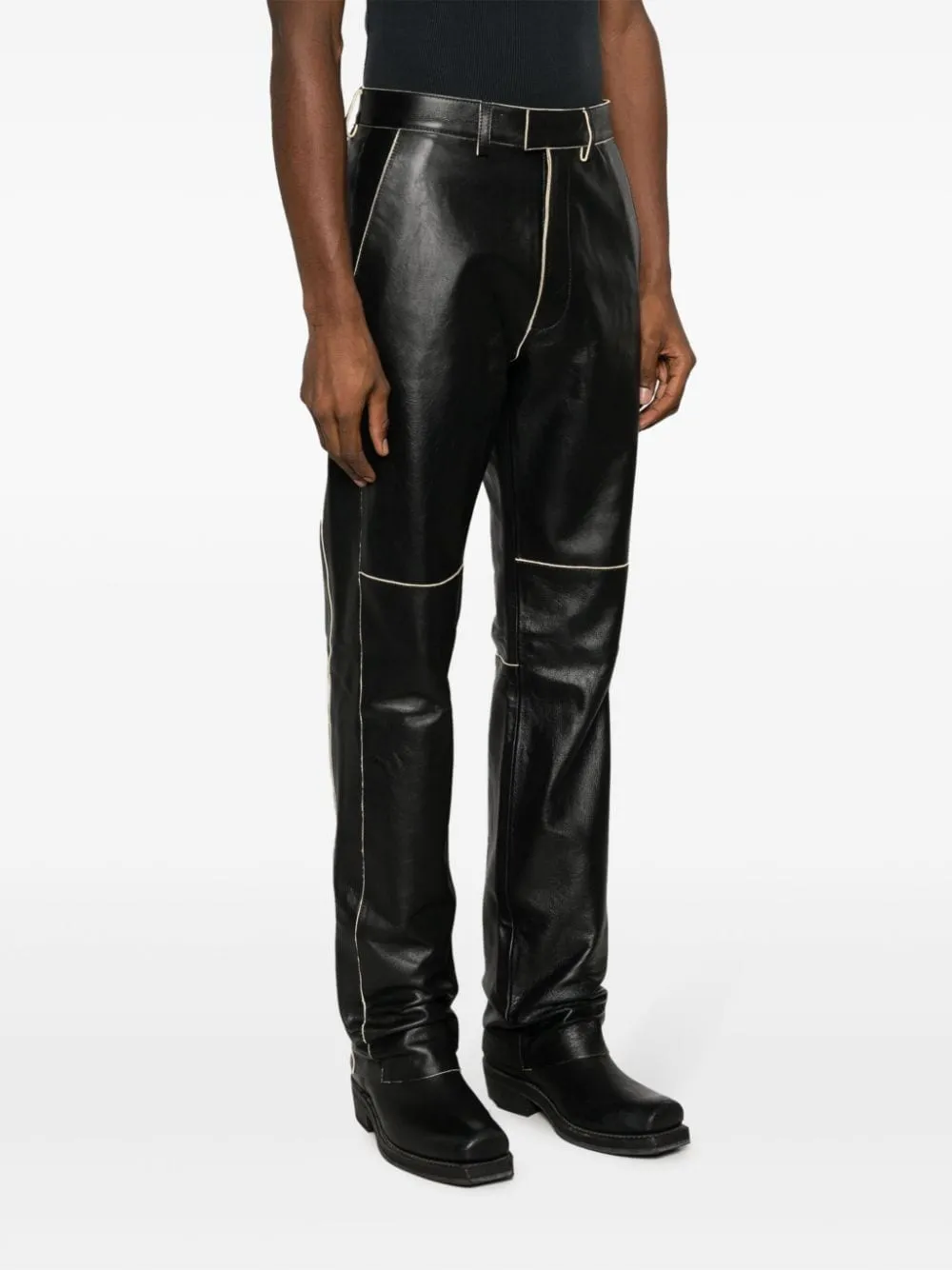 MARTINE ROSE STRAIGHT-LEG LEATHER TROUSERS 