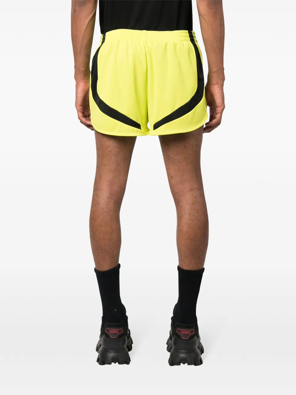 MARTINE ROSE FOOTBALL CONTRASTING-PANELS TRACK SHORTS 