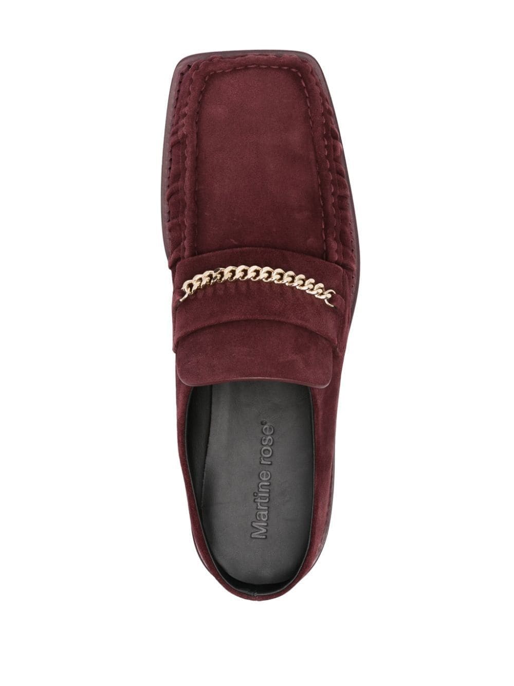 Shop Martine Rose Chain-detail Suede Slippers In Red