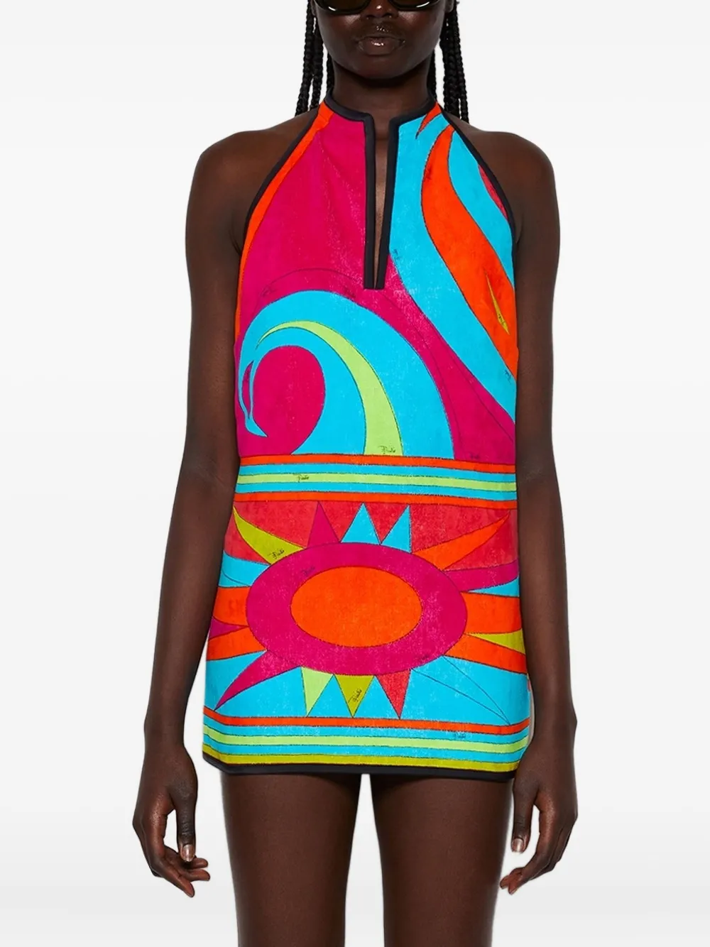 Pucci Printed Halterneck Mini Dress In Multi