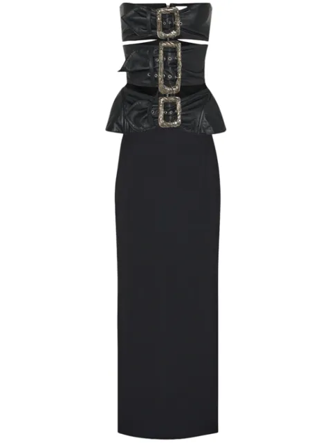 Jean Paul Gaultier buckle-detail leather midi dress