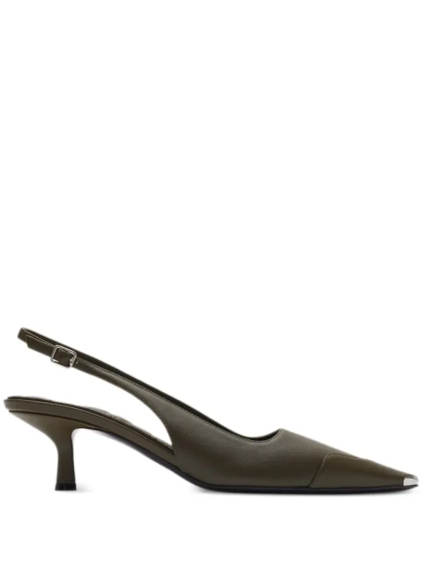 Burberry 50mm Leather Slingback Pumps Green FARFETCH IE