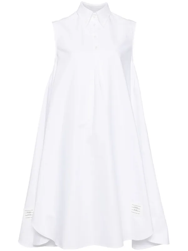 Thom Browne Button-down Collar Day Dress in White