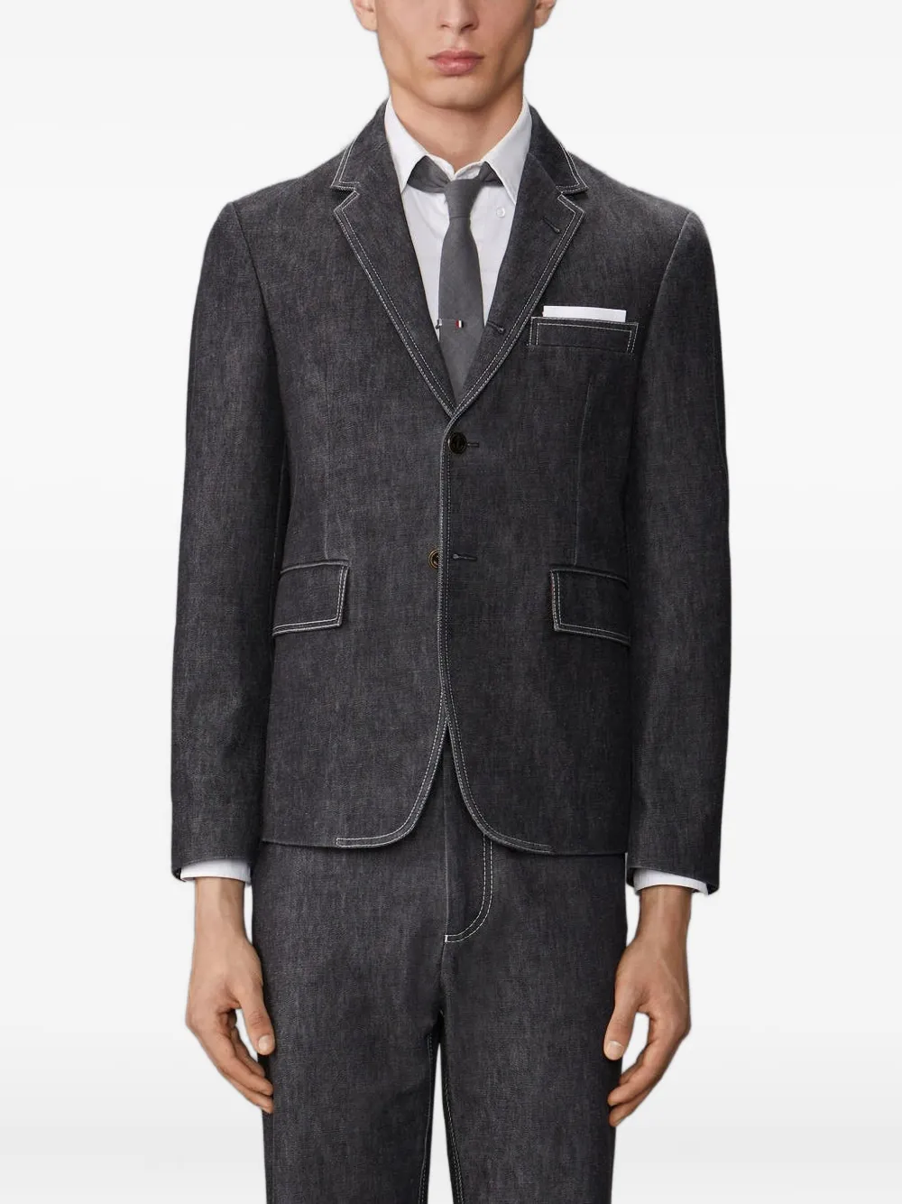 Thom Browne buttoned denim jacket Zwart