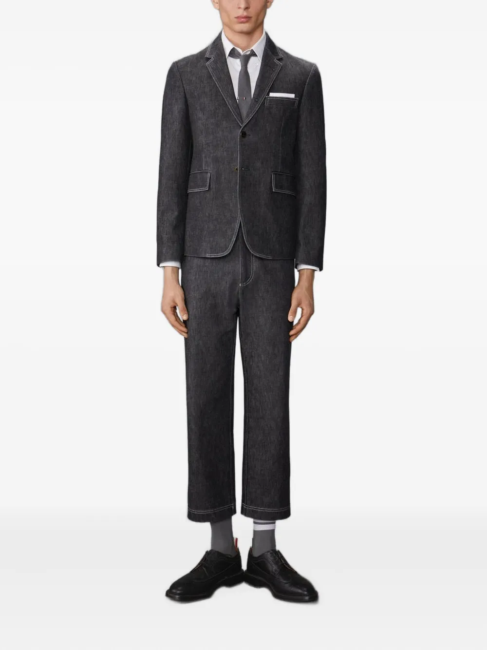 Thom Browne buttoned denim jacket Zwart