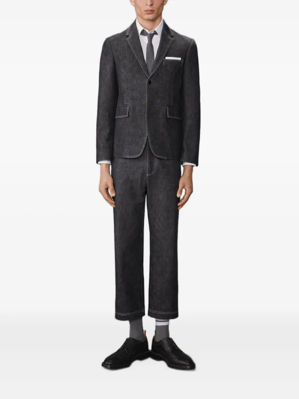 Thom Browne Buttoned Denim Jacket | Black | FARFETCH