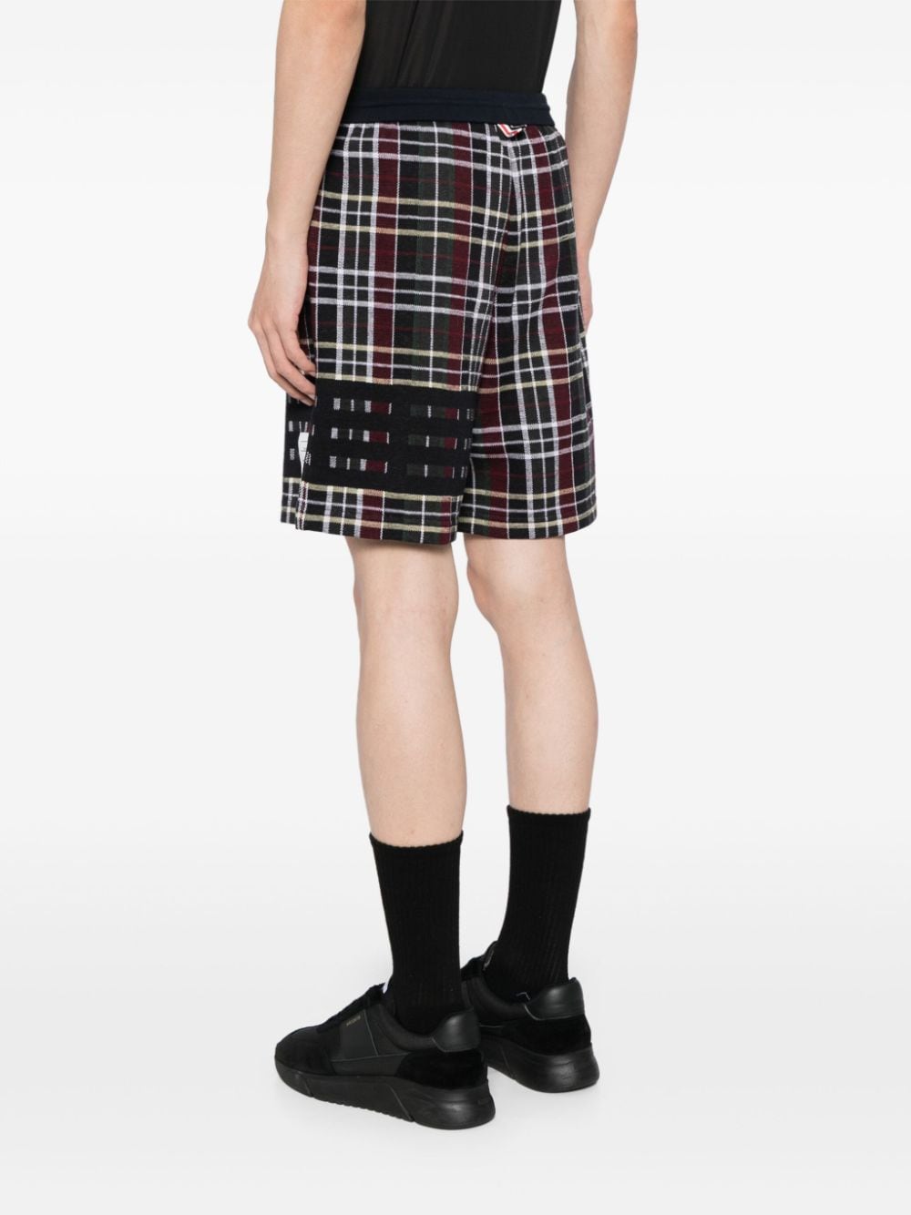 Shop Thom Browne Checked Sweatshorts In Green