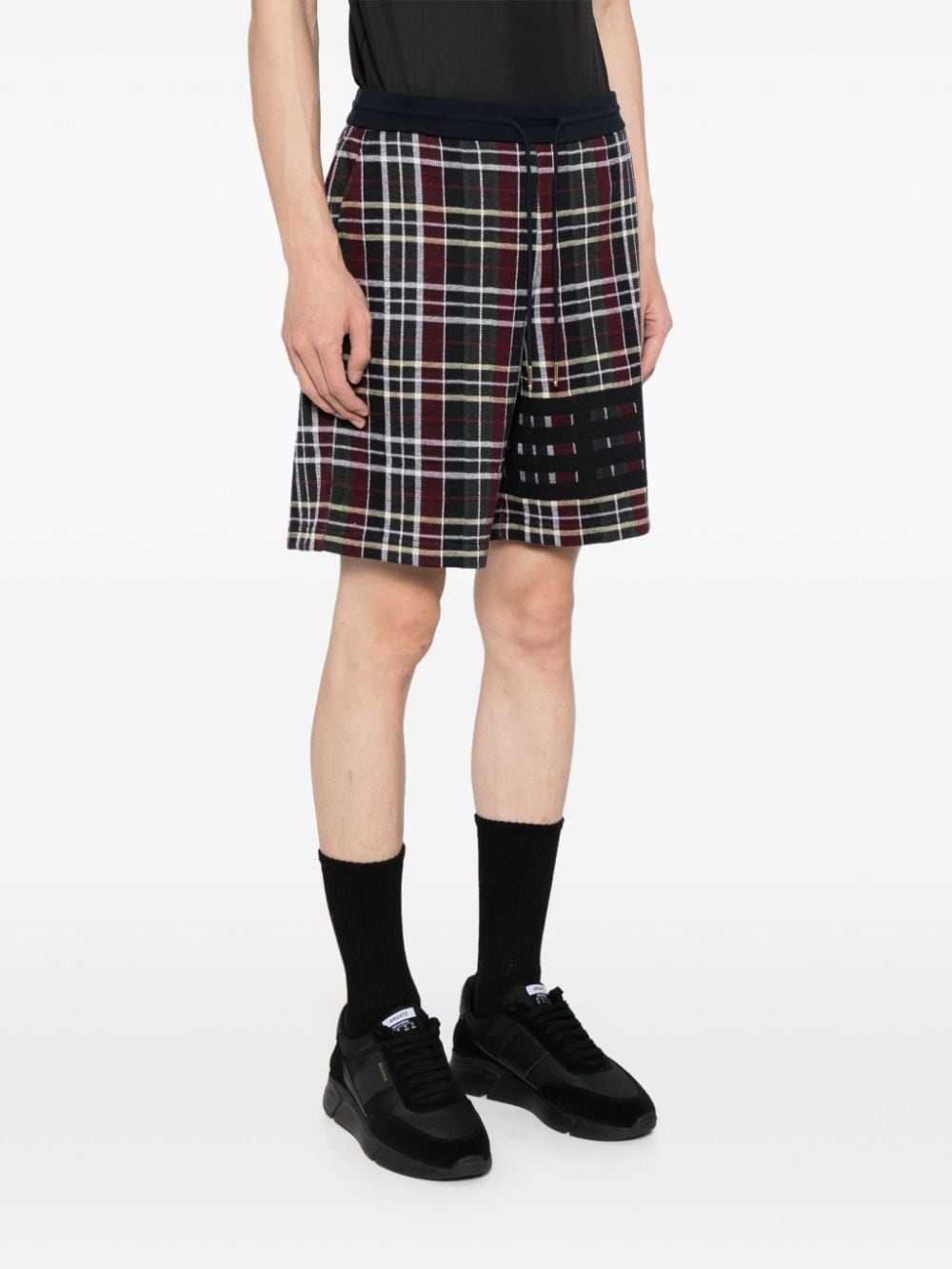 Shop Thom Browne Checked Sweatshorts In Green