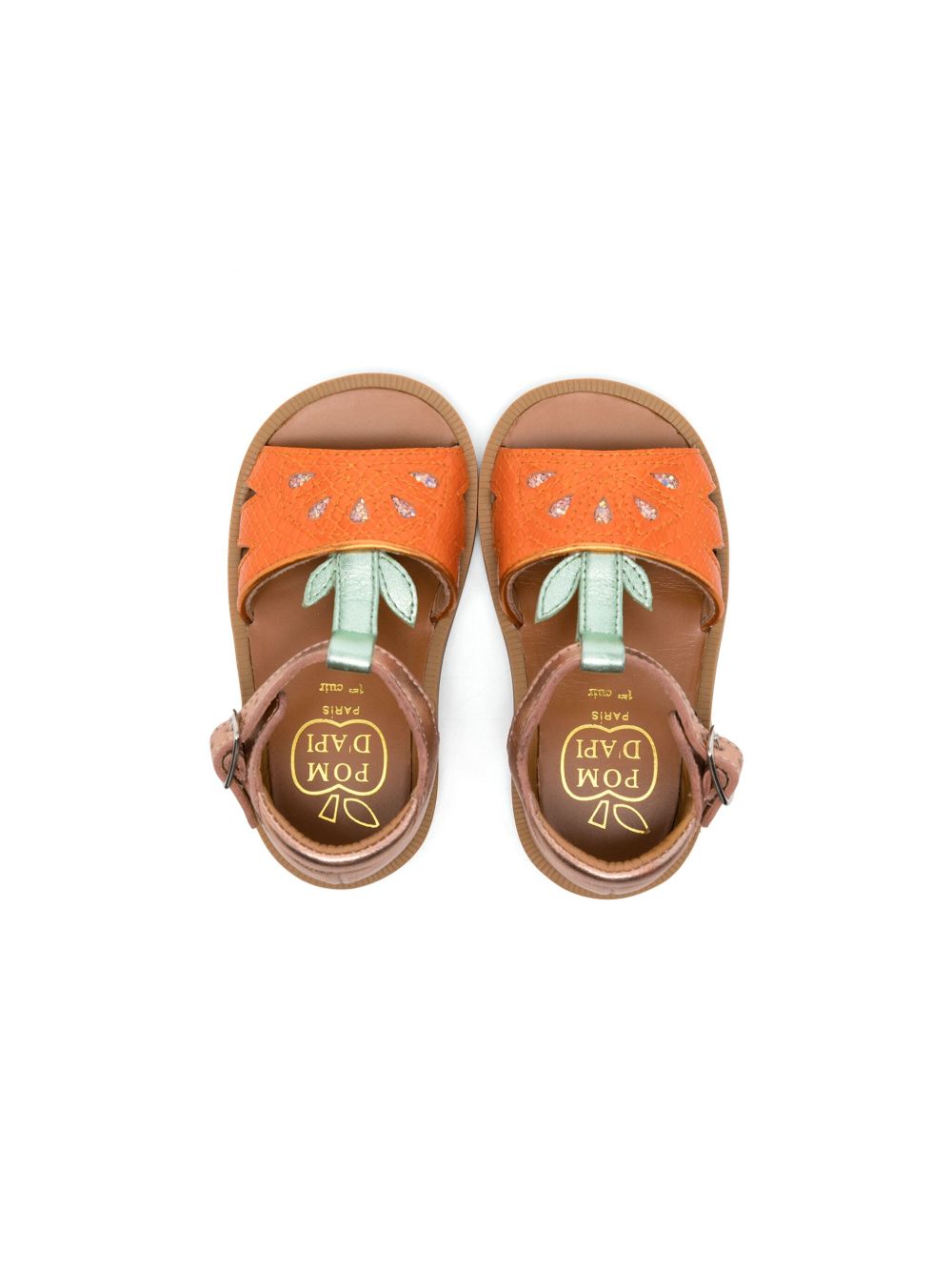 Pom D'api Leren sandalen met ananaspatroon Oranje