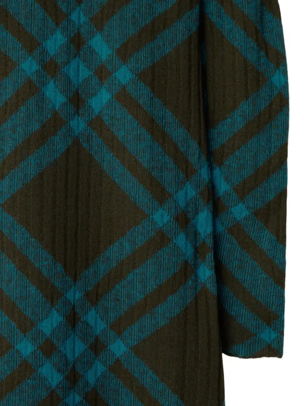 Burberry Checkered Wool Blend Shift Dress | Brown | FARFETCH