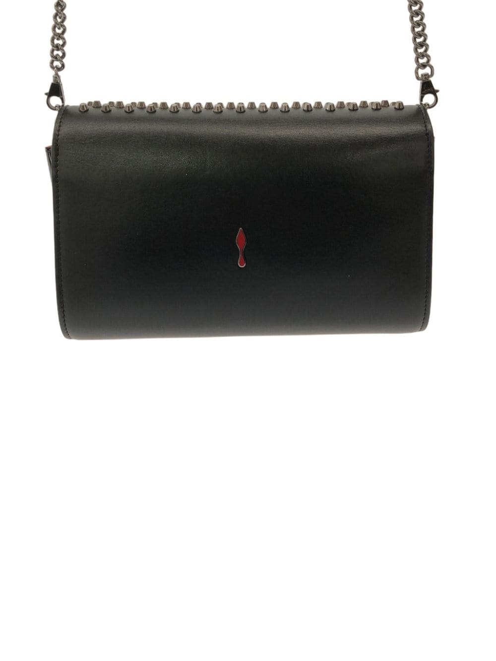 Pre-owned Christian Louboutin 2020-2023 Studded Leather Paloma Clutch On Chain Crossbody Bag In Black