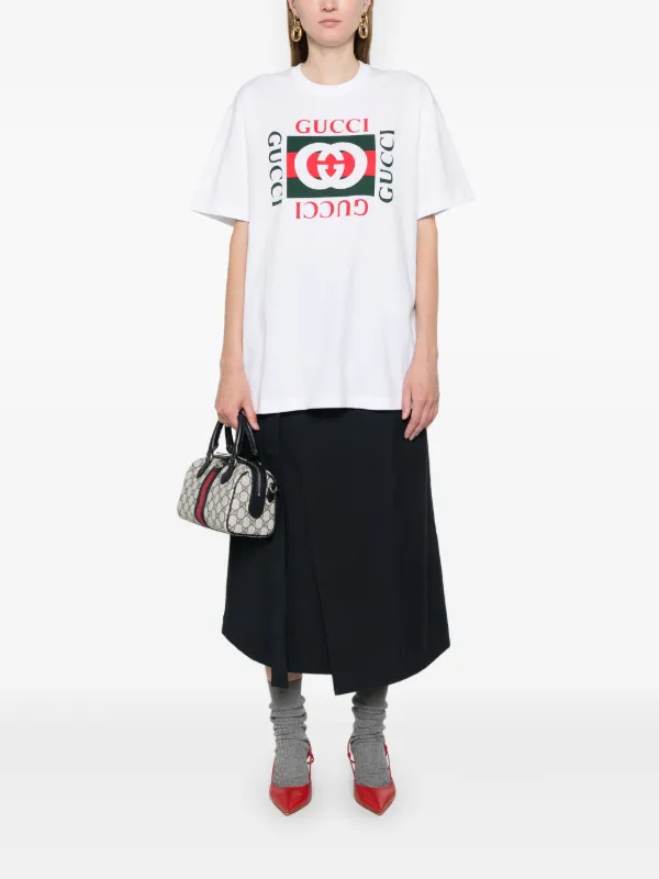 Gucci logo-print Cotton T-shirt | White | FARFETCH