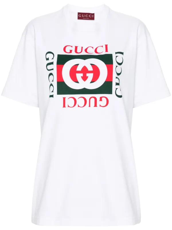 Gucci logo-print Cotton T-shirt | White | FARFETCH