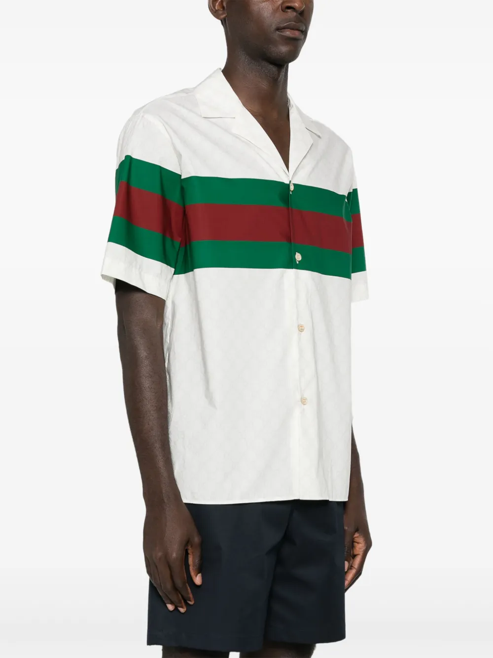 Gucci Gg Cotton Shirt With Web In 白色