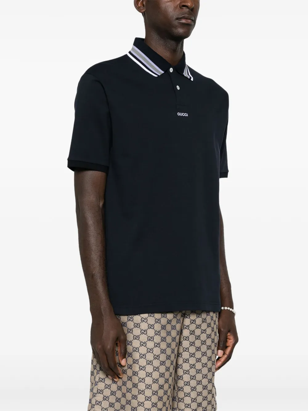 Gucci Poloshirt met geborduurd logo Blauw