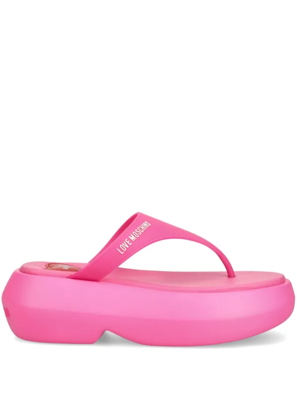 Love Moschino 70mm T-bar Platform Flip Flops | Pink | FARFETCH