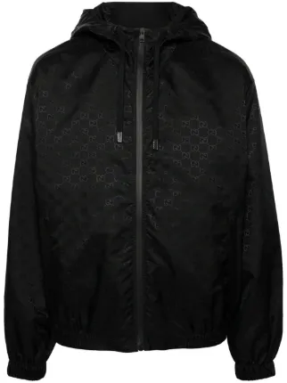 Gucci GG Jacquard Lightweight Hooded Jacket | Black