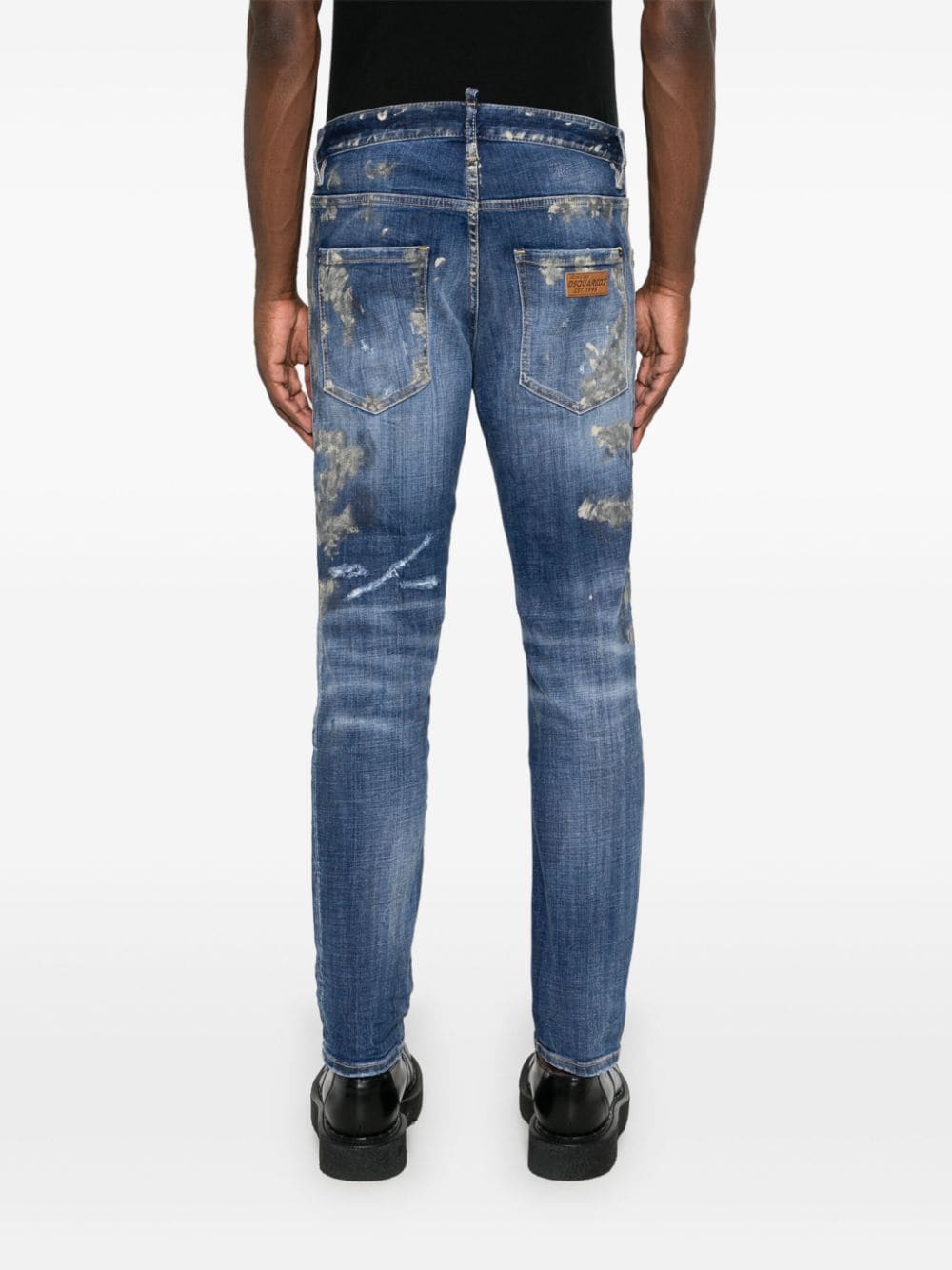 Shop Dsquared2 Skater Distressed Ripped Skinny Jeans In Blue