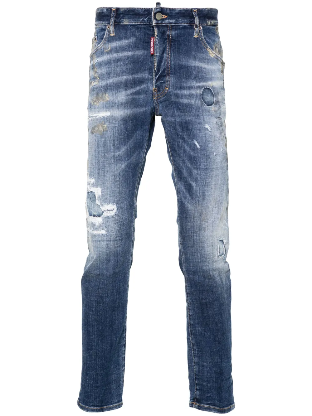 Shop Dsquared2 Skater Distressed Ripped Skinny Jeans In Blue