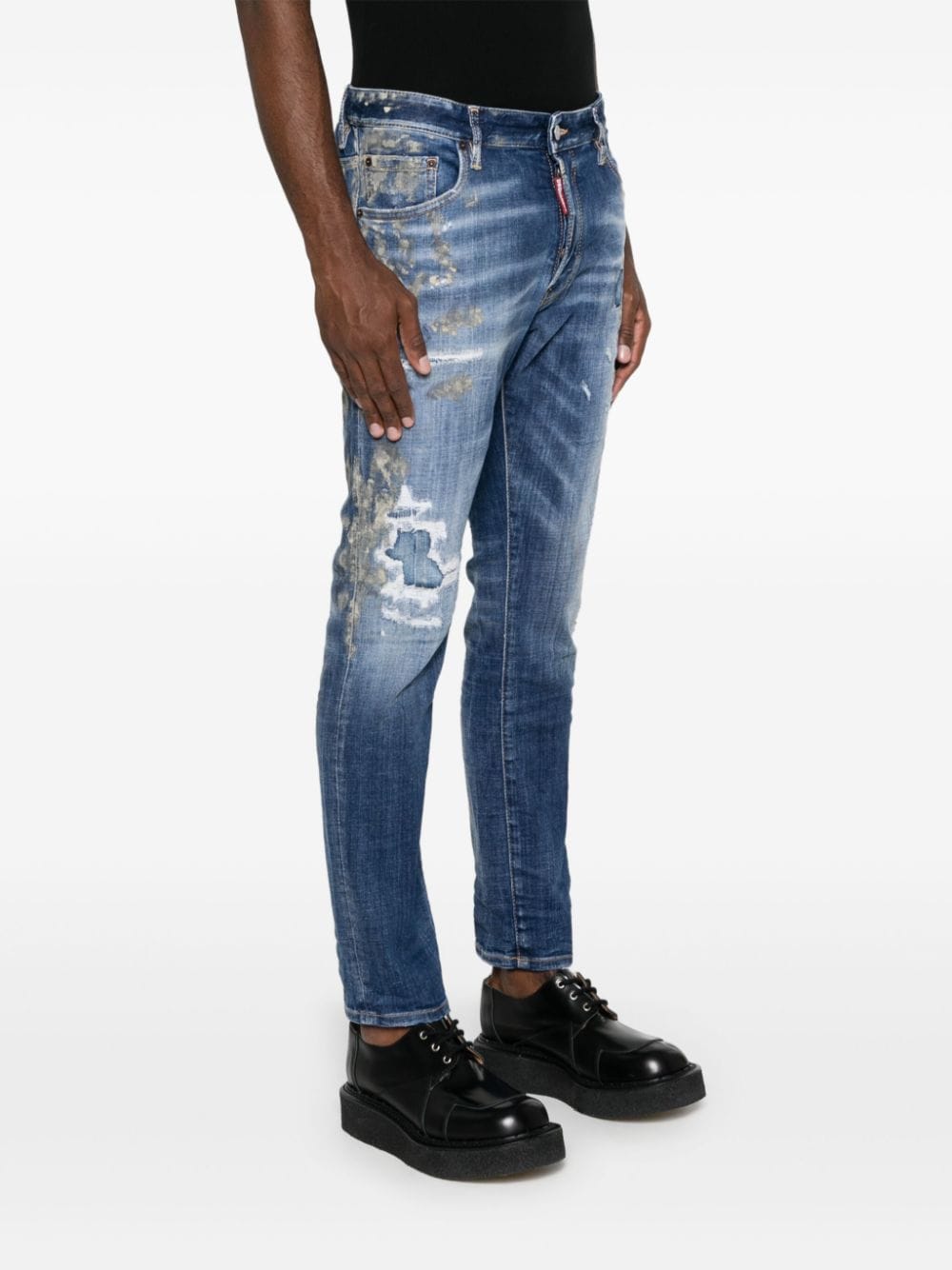 Shop Dsquared2 Skater Distressed Ripped Skinny Jeans In Blue