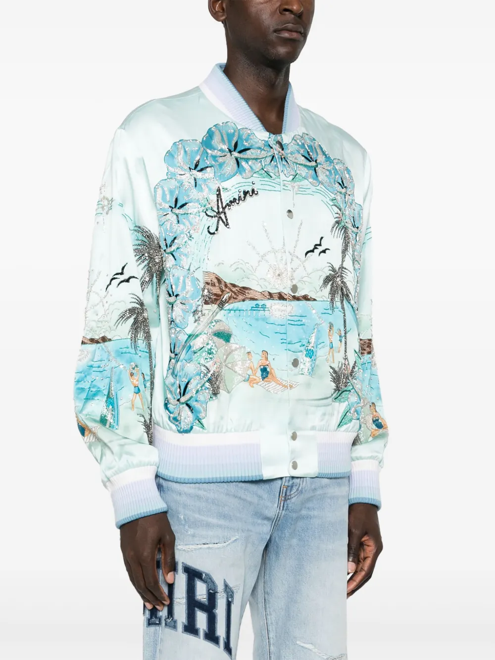 AMIRI Paradise bomberjack met kralen Blauw