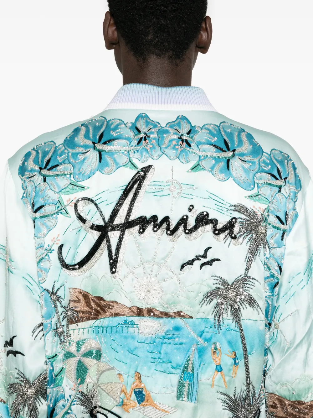 AMIRI Paradise bomberjack met kralen Blauw