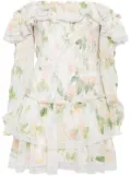 Needle & Thread Immortal Rose poppy smocked mini dress - White