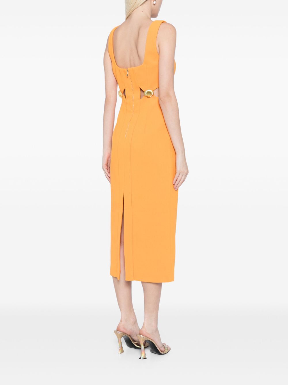 Shop Rebecca Vallance Cut-out Crepe Midi Dress In Orange