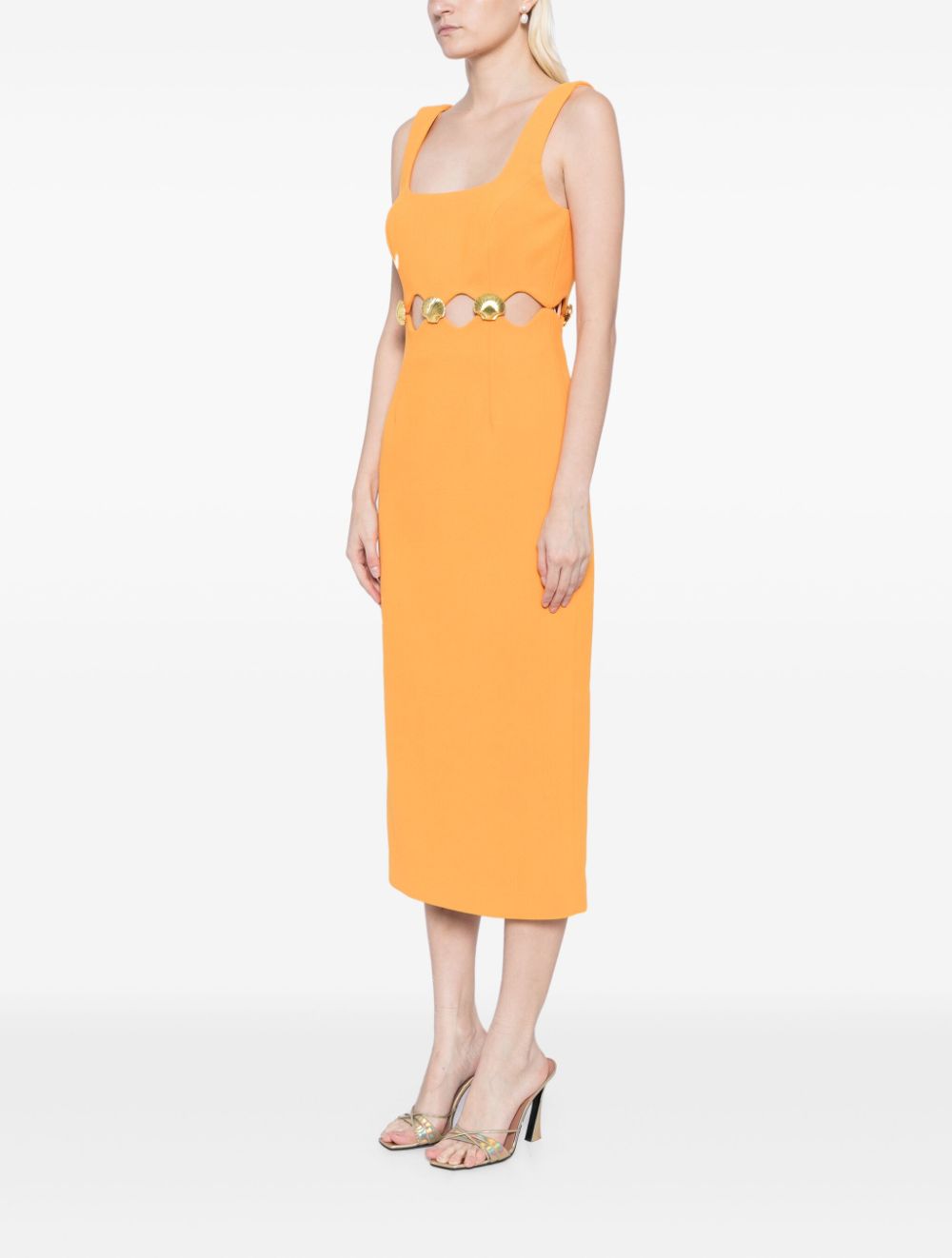 REBECCA VALLANCE CUT-OUT CREPE MIDI DRESS 