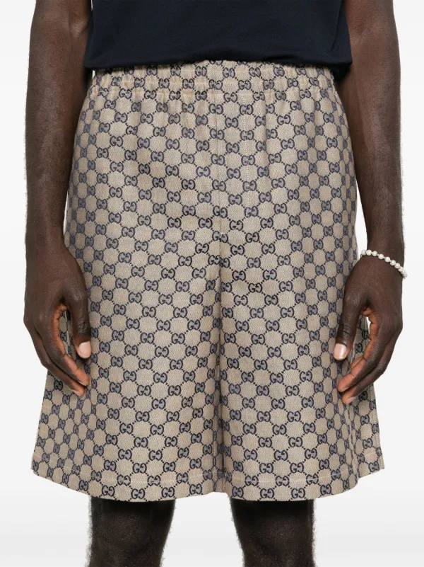 Gucci GG Supreme canvas bermuda shorts men Polyester Linen Flax Cotton 46 Neutrals