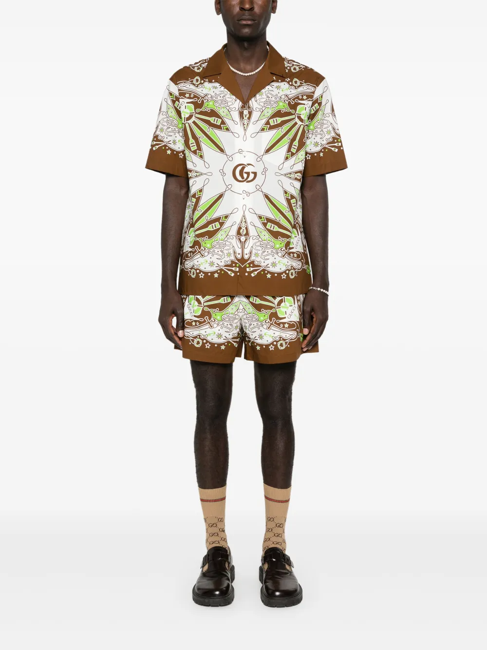 Gucci Popeline shorts met bandanaprint - Bruin