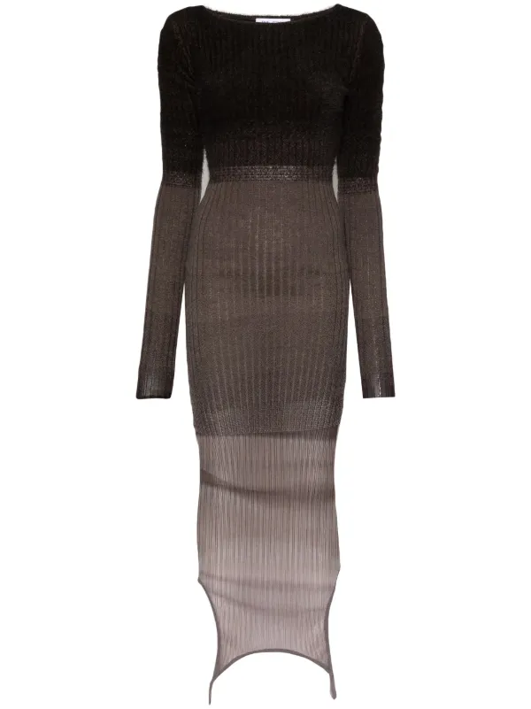 Attico Ombr Ribbed Midi Dress - Brown